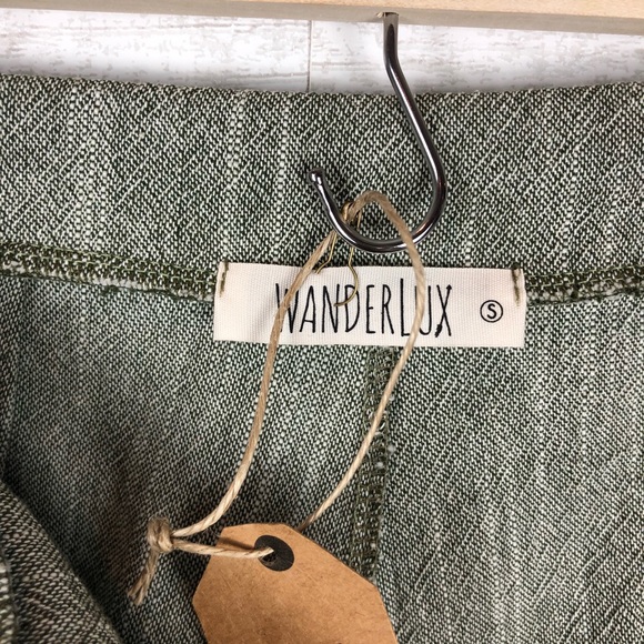 WANDERLUX NWT Dusty Green 100% Cotton Shorts S & M - Picture 6 of 6